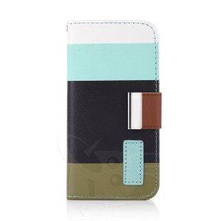 PU Leather Magnet Wallet Flip Case Cover with Credit Card Slot for Samsung Galaxy S4 Galaxy SIV i9500 (Black&Blue) Cell Phones & Accessories