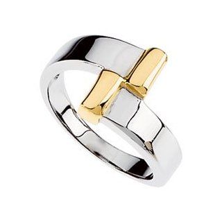 14K White Yellow Gold Two Tone Metal Fashion Ring, Size: 6: Jewelry