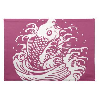 Carp jumping out swiftly wave place mat