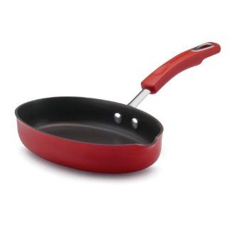 Rachael Ray Porcelain Enamel II Nonstick 9 Inch Oval Skillet with Pour Spout, Red Gradient: Kitchen & Dining