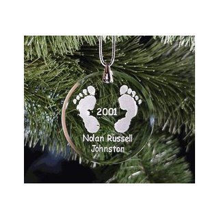 Personalized Etched Glass Baby Feet Christmas Ornament : Baby Keepsake Products : Baby