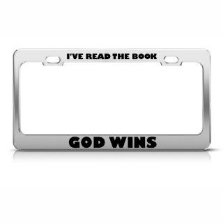 I've Read The Book God Wins Religious License Plate Frame Tag Holder: Automotive