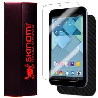 Skinomi TechSkin   Alcatel OneTouch PIXI 7 Screen Protector + Carbon Fiber Full Body Skin Protector / Front & Back Premium HD Clear Film / Ultra High Definition Invisible and Anti Bubble Crystal Shield with Free Lifetime Replacement Warranty   Retail 