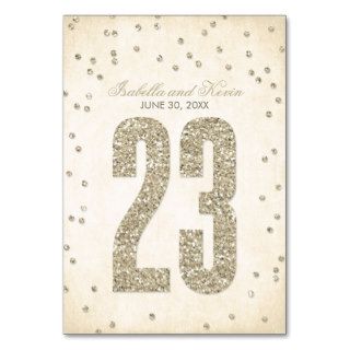 Glitter Look Confetti Wedding Table Numbers   23 Table Cards