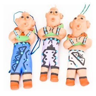 Native American Jemez Mudhead Ornaments Set of 3 By Chris Fragua : Decorative Hanging Ornaments : Everything Else