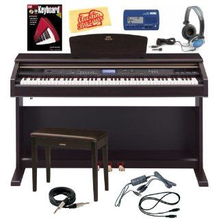 Yamaha YDP V240 Arius 88 Key Digital Piano Bundle with Bench, USB MIDI Interface, Metronome, Essential Cables Pack, Headphones, Instructional Book, and Polishing Cloth   Dark Rosewood: Musical Instruments