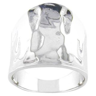Silver Plated Hammered Wide Band Ring Sl