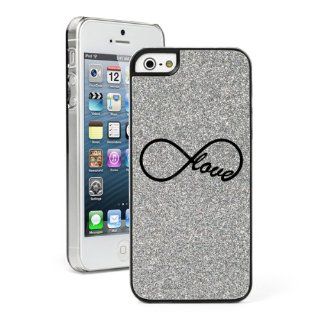 Silver Apple iPhone 5 5s Glitter Bling Hard Case Cover 5G159 Infinite Infinity Love Symbol Cell Phones & Accessories