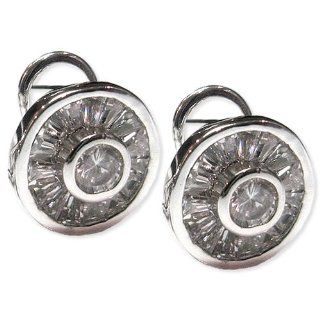 Mens Sterling Silver CZ Bling Hip Hop Iced Out Earrings   Round: Stud Earrings: Jewelry