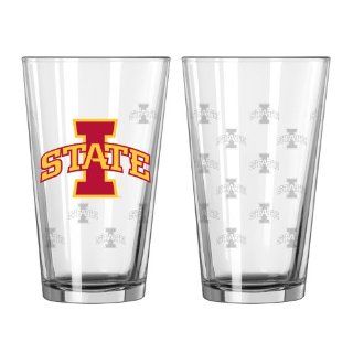 NCAA Iowa State Cyclones Satin Etch Pint Glass Set (Pack of 2), 16 Ounce : Beer Glasses : Sports & Outdoors