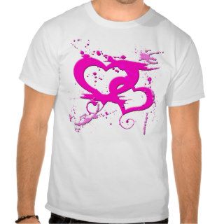 PINK HEARTS AND PAINT SPLATTER T SHIRTS
