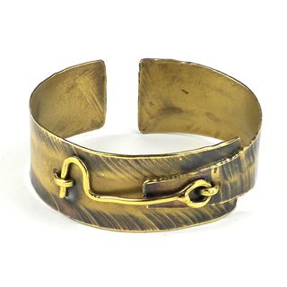 Handcrafted Hook and Eye Brass Cuff (South Africa) Global Crafts Bracelets