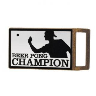 Brushed Aluminum Custom Beer Pong Champion Belt Buckle Snap On Bronze Standard: Clothing