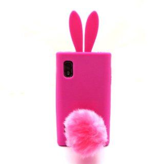 xhorizon Bunny Rabbit Fluff Tail + Hot Pink Silicone Soft Case Cover for LG Optimus L5 E610 E612: Cell Phones & Accessories