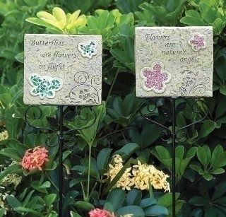 4 Springtime Mosaic Butterfly & Flower Decorative Outdoor Garden Stakes 30" : Patio, Lawn & Garden