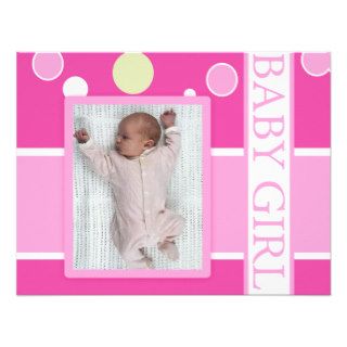 BUBBLEGUM Baby Girl Pink Photo Birth Announcement