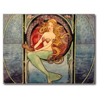 Vintage Mermaid with Treasure Chest Post Cards