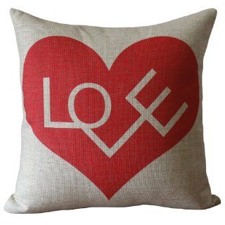 Gift For Lover Red Heart Shape and Words Love Print Decorative Pillows 45CMx45CM Throw Pillows Linen Cushions  