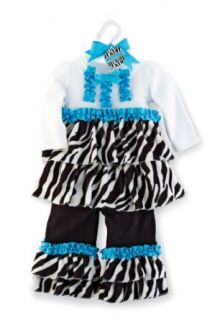 Mud Pie Baby girls Infant Zebra Disco Set, Black/White, 2T 3T: Clothing
