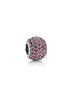 Pandora Red cubic zirconia pave silver charm