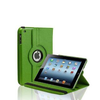 New w/ Stand 360 Rotating Pu Leather Case Cover for Apple Ipad Mini with Matte Anti glare Guard Screen Protector (Green): Computers & Accessories