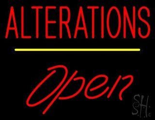 Alterations Script1 Open Yellow Line Neon Sign 24" Tall x 31" Wide x 3" Deep: Office Products