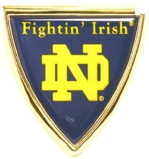 University of Notre Dame Fighting Irish "Gold Plated Triangle Logo Shield" Domed Premium Metal Car Truck Motorcycle with NCAA College Emblem: Automotive
