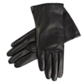 Liz Claiborne Womens Sleek Black Leather Gloves Cashmere Lined