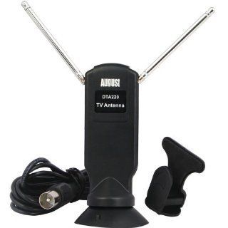 August DTA220 Digital TV Antenna   Portable Indoor/Outdoor Aerial for USB TV Tuner / Digital Television / DAB Radio   With Clip Mount and Suction Base: Electronics