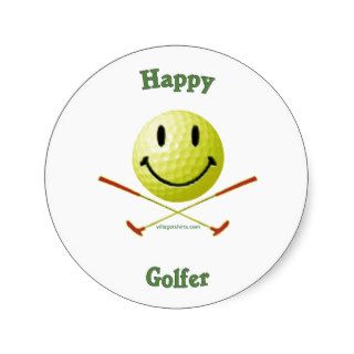 Cara feliz del smiley del golfista etiqueta de