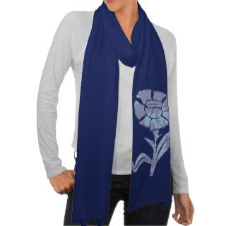 Sheer Blue, Aqua, and Lavender Scarf with Flower
