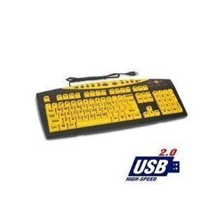Keys U See Yellow and Black Large Letters / Print Computer Keyboard with USB Plug and Chord Oversized Black Letters on Yellow Background for Weak Vision and Low Dim Light: Health & Personal Care