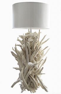 bleached driftwood fire work lamp by karen miller @ devon driftwood designs