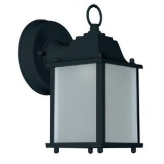 Sunset Lighting F7908 31 One Light Square Outdoor Wall Mount, Black Finish with Frosted Glass   Wall Sconces  