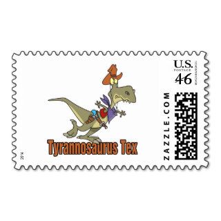 tyrannosaurus rex tex cowboy dinosaur stamp