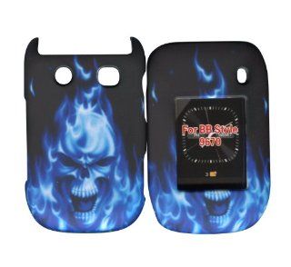 Blue Skull Fire Blackberry Style, Flip 9670 Case Cover Hard Phone Cover Case Faceplates Cell Phones & Accessories