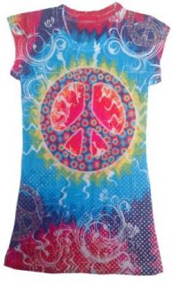 Tie Dye Women's T Shirt   Sublimation Shirts   Multi Color Dotted Peace (Junior Large: Clothing