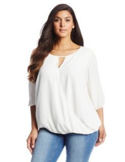 Vince Camuto Women's Plus Size 3/4 Sleeve Wrap Front Blouse at  Womens Clothing store: