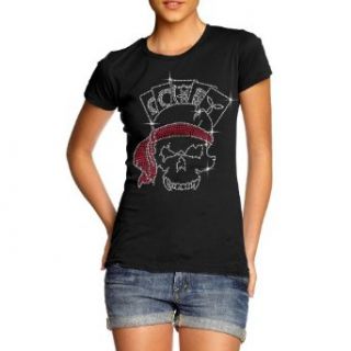 Women's Pirate Skull Cards Rhinestone Crystal Diamante T Shirt Adult Sizes 10 16 at  Womens Clothing store