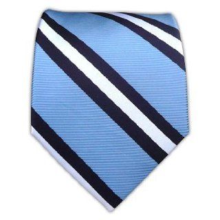 100% Silk Woven Light Blue and Navy Power Striped Tie at  Mens Clothing store: Men S Ties
