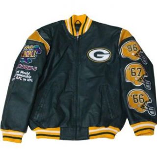 Green Bay Packers Leather 3 Time Super Bowl Champions Commemorative Jacket Clothing