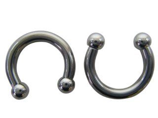 Classic Silver Steel Ball Horseshoe Earrings (10 Gauge)   Fashion Ear Plugs (1 Piece Only): Toys & Games