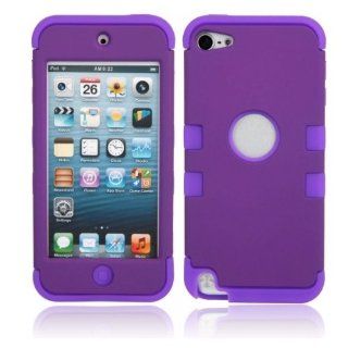 Fast shipping + Free tracking number , 3 in 1 Shell 2 Color Silicone & Plastic Case Cover for iPod Touch 5   Purple & Blue: Cell Phones & Accessories