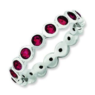 Swarovski Ruby 3.5mm Eternity Band Sterling Silver Stackable Ring: Stackable Expressions: Jewelry