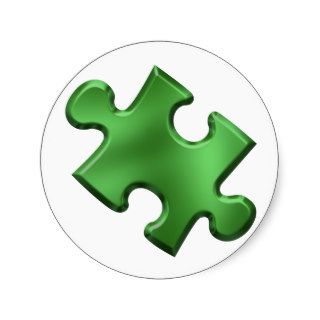 Autism Puzzle Piece Green Stickers
