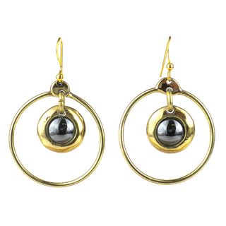 Handmade Encircled Hematite Brass Earrings (South Africa) Global Crafts Earrings