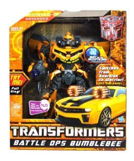 Hasbro Year 2009 Transformers "Hunt for the Decepticons" Series 12 Inch Tall Robot Action Figure   Battle Ops BUMBLEBEE with Lights and Sounds, Flip Down Mask and Arm that Converts to Plasma Cannon (Vehicle Mode: Camaro Concept): Toys & Games