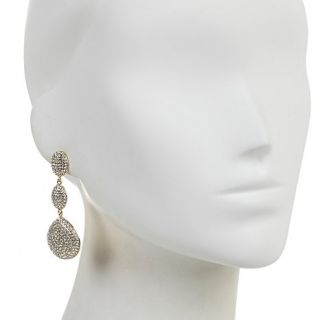 AKKAD "Hello Amore" Pavé Crystal Goldtone Three Tier Drop Earrings