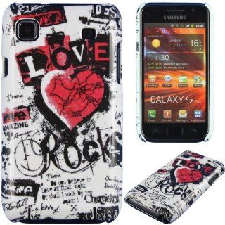 HandyFrog Design Hardcase f. Samsung i9001 Galaxy S Plus   wei schwarz rot Herz Heart Liebe Love Rocks   Handyschale Plastikschale Case Cover Hlle Handy Schutzhlle: Elektronik