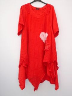 Sarah Santos Leinen Kleid 2teilig rot Gr. XXL: Bekleidung